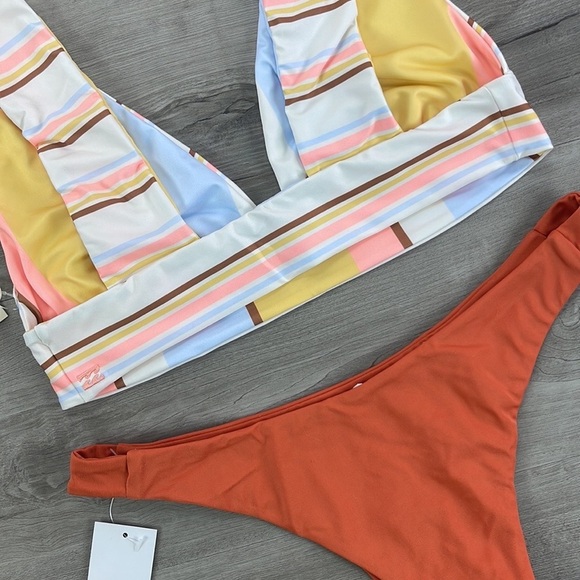 ☀️BILLABONG☀️RVCA☀️FEELING SUNNY PLUNGE SOLID SKIMPY BIKINI SET - Picture 15 of 17